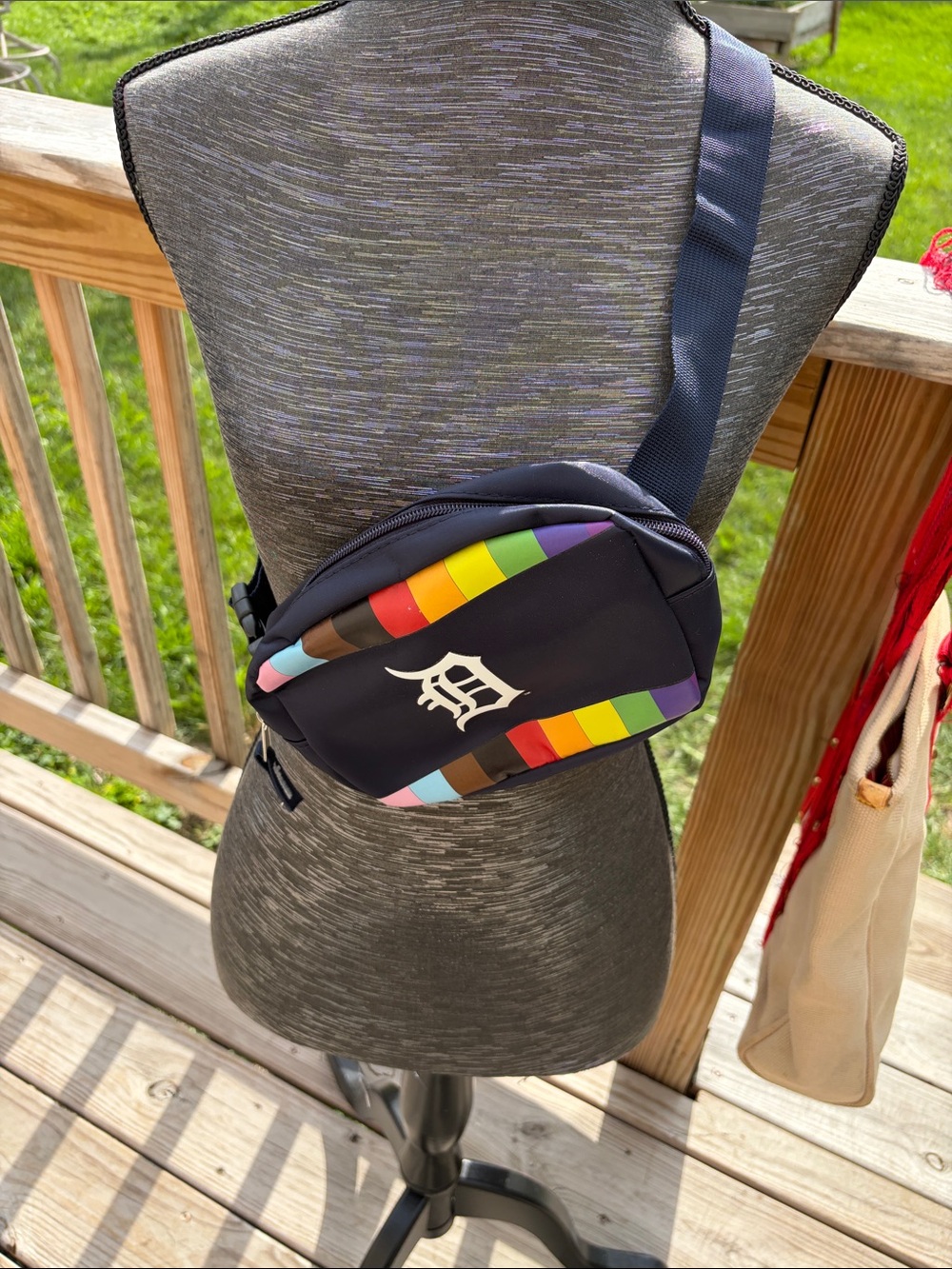 Detroit Tigers, pride, fanny pack Rainbow Stripe Crossbody Waist Bag